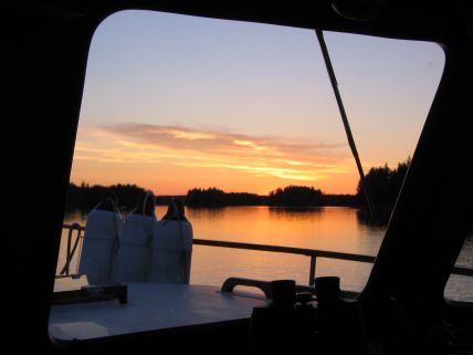 Kaunis iltarusko Oravin viittaviidakossa.
